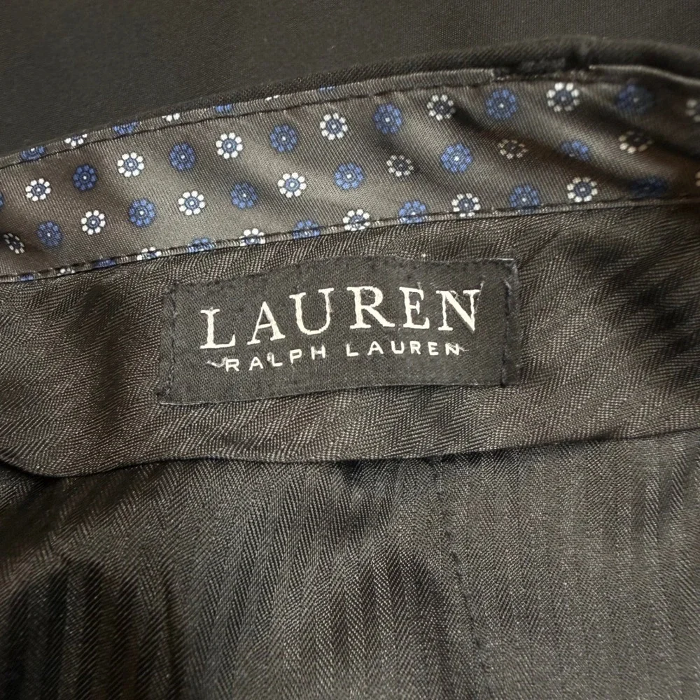 Lauren Ralph Lauren Mens 36x31 Black Pleated Cuffed Dress Pants Trousers